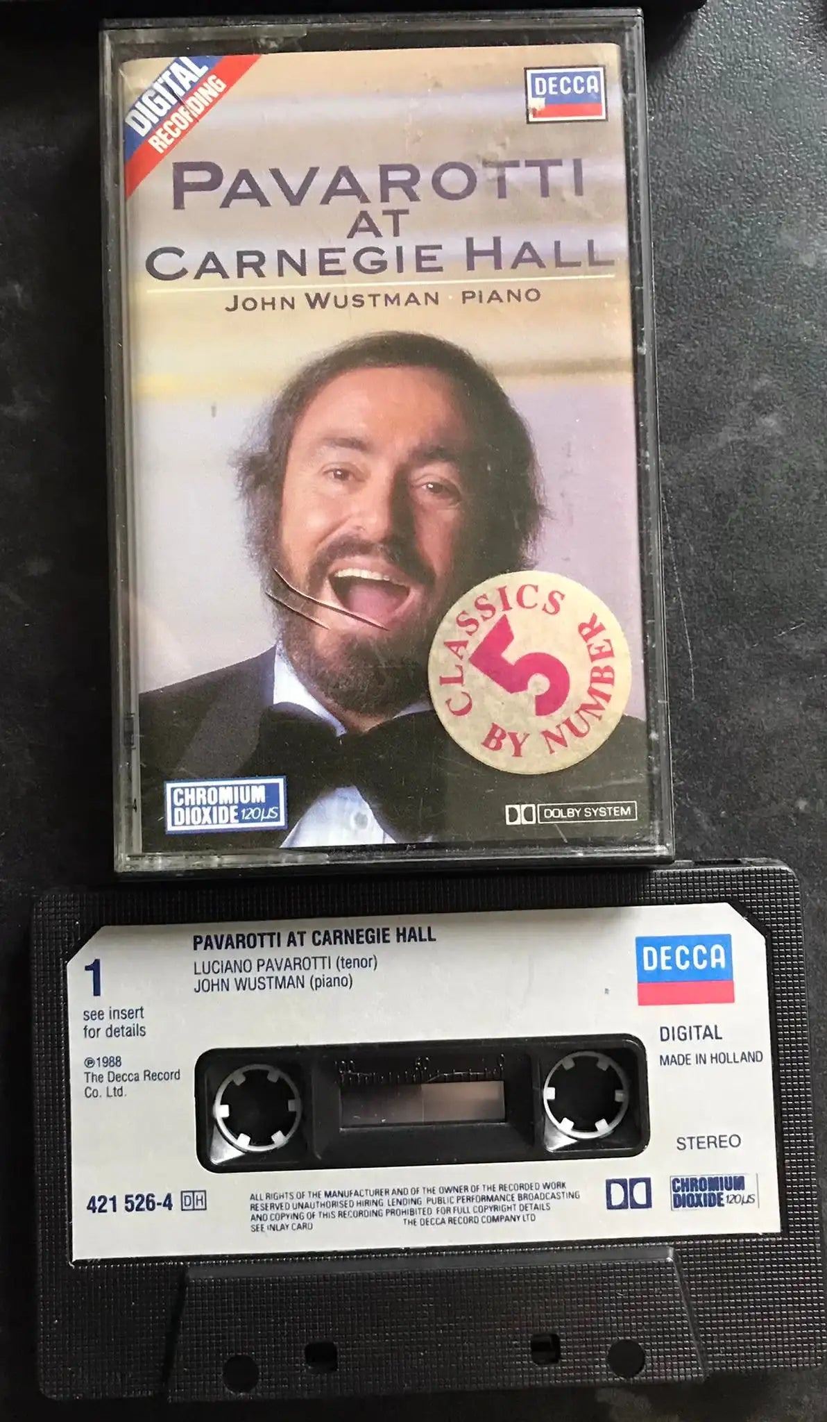 Pavarotti at Carnegie Hall Album, Decca, 421 526-4, Vintage Cassette Magretro