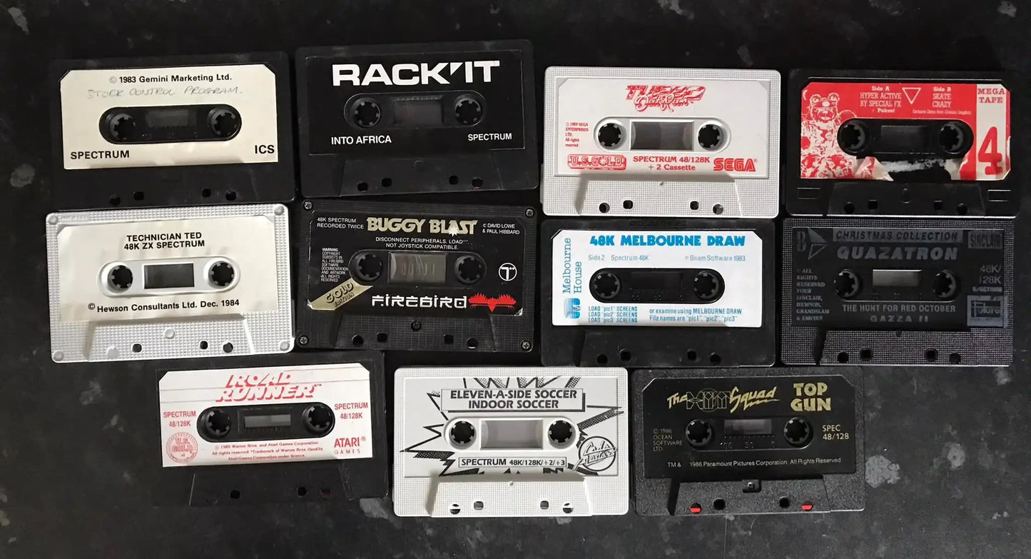11 Games Loose Tape Bundle, Cassettes for Sinclair ZX Spectrum Computer Magretro