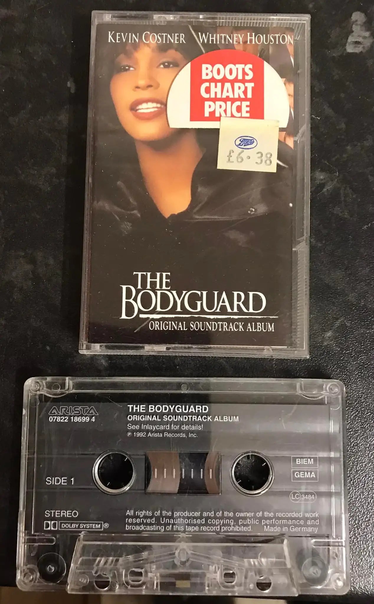 The Bodyguard Original Soundtrack Album, ARISTA, 07822 186994, Vintage Cassette Magretro