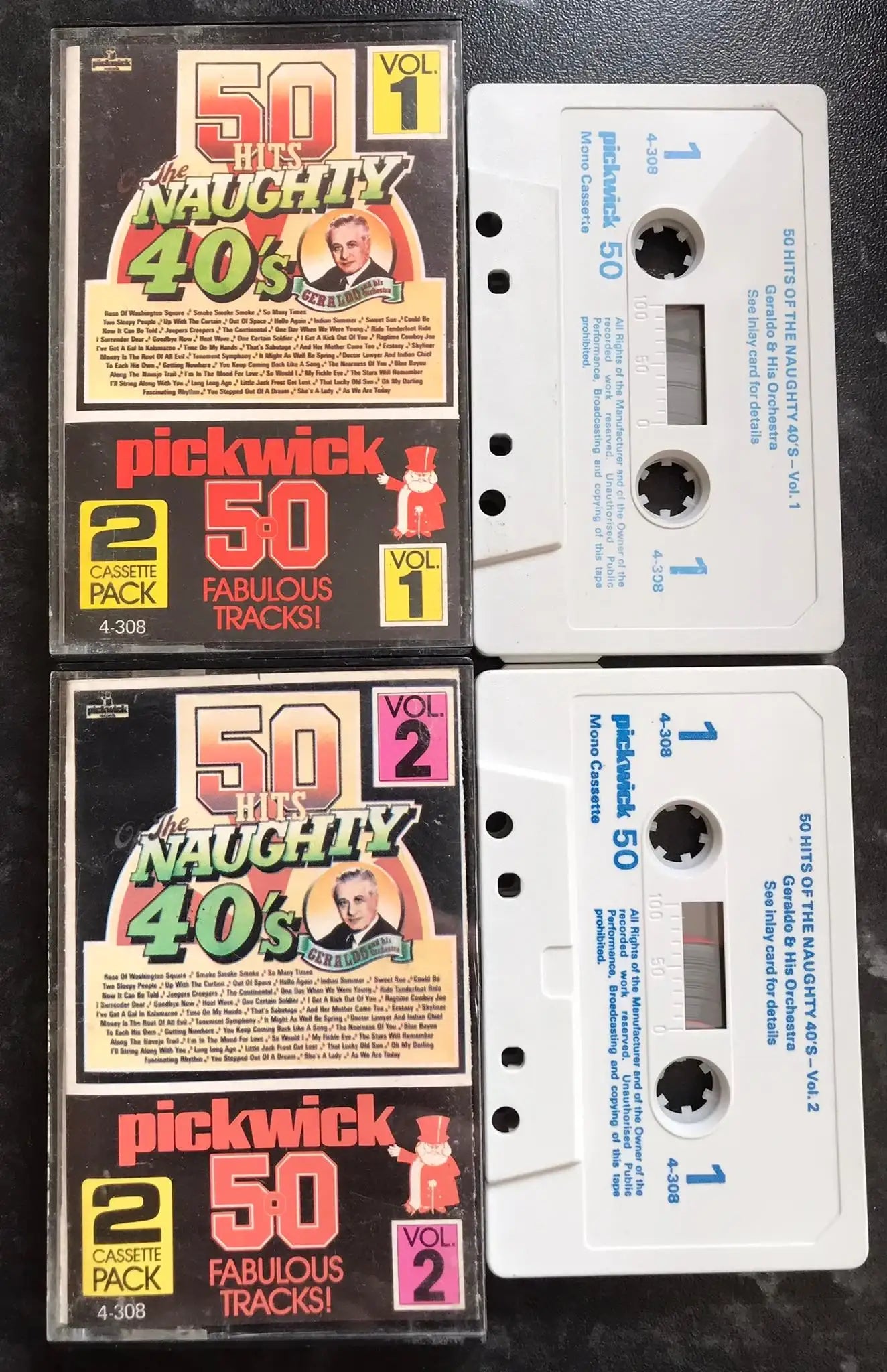 50 Hits of the Naughty 40's, Pickwick, 4-308, Double Album, Vintage Cassette Magretro