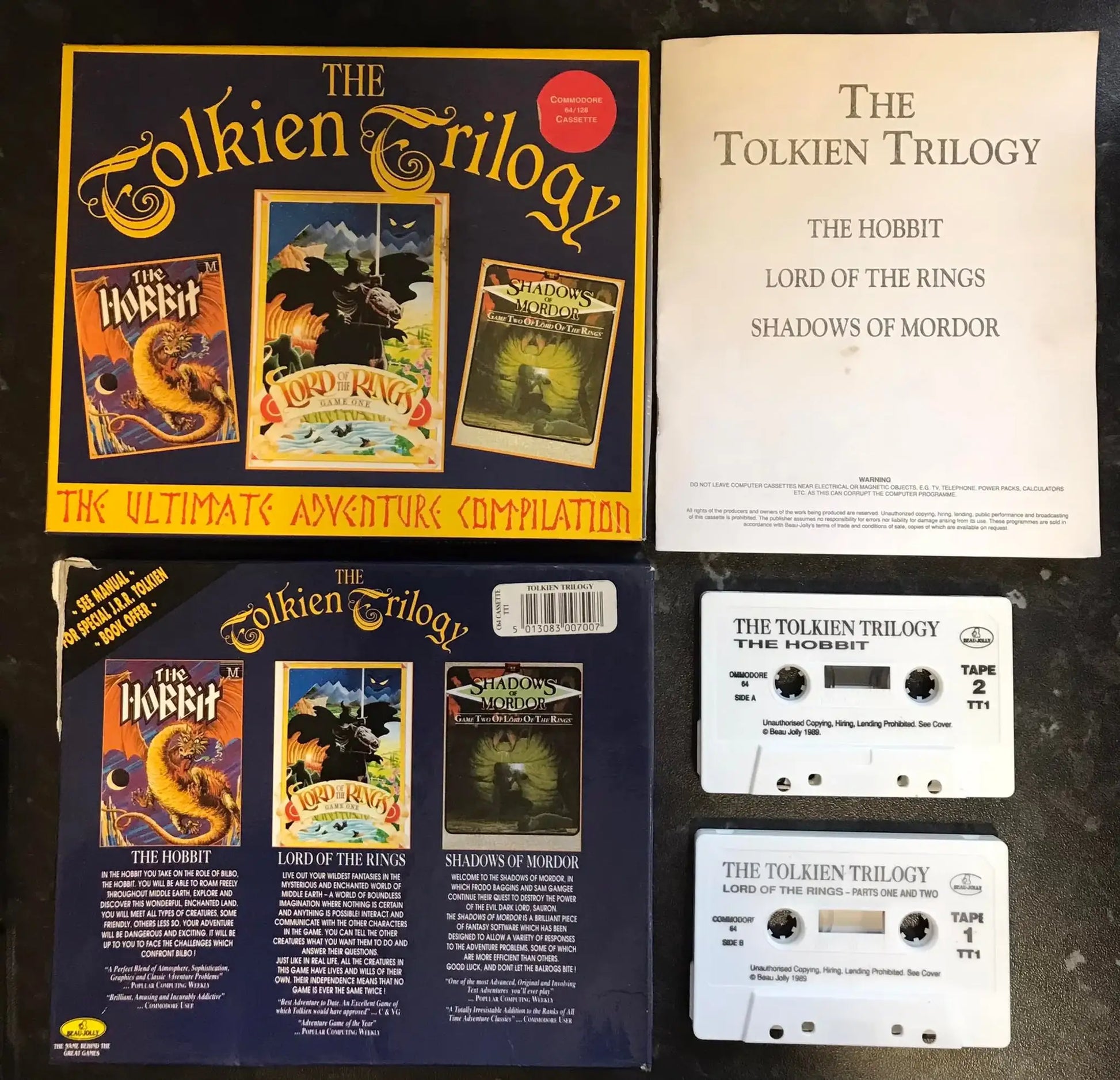 The Tolkien Trilogy, C64 Game By Melbourne House, RARE Magretro