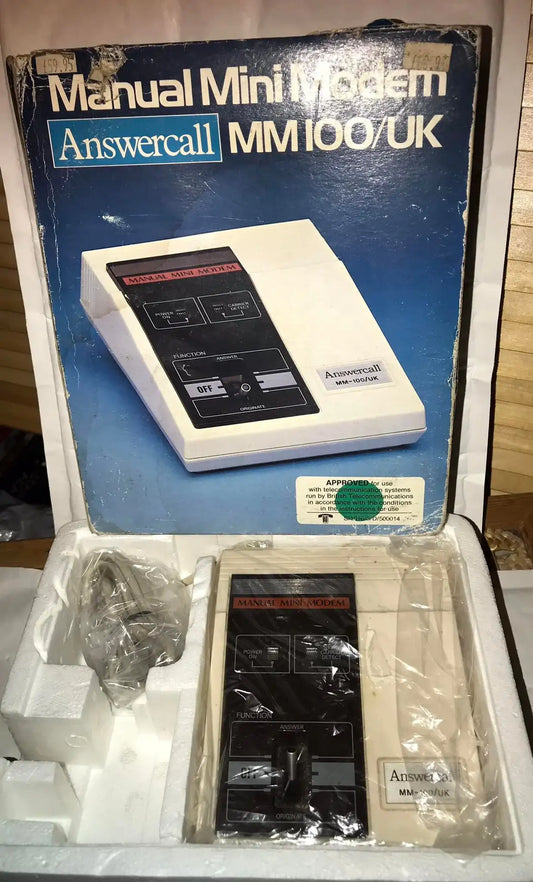 Vintage Answercall Mini Modem, Model Mm-100, External, 300 Baud UK Magretro