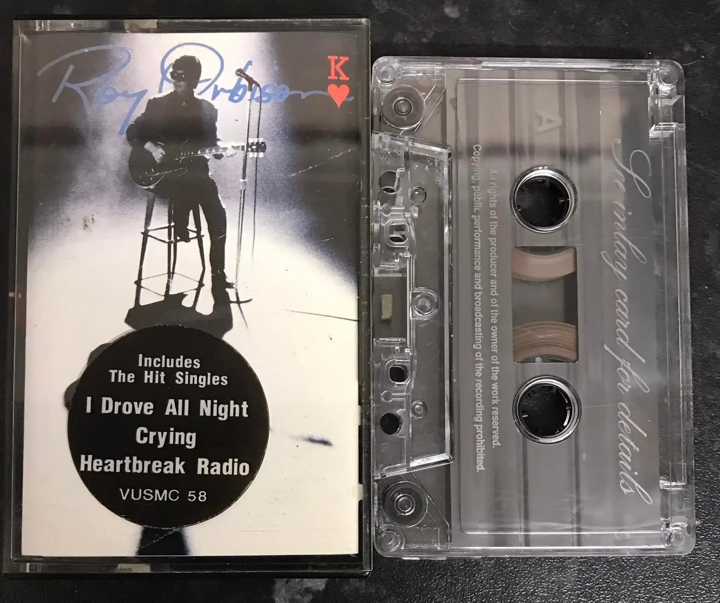 Roy Orbison, King of Hearts Album, vusmc 58, Virgin, Vintage Cassette Magretro