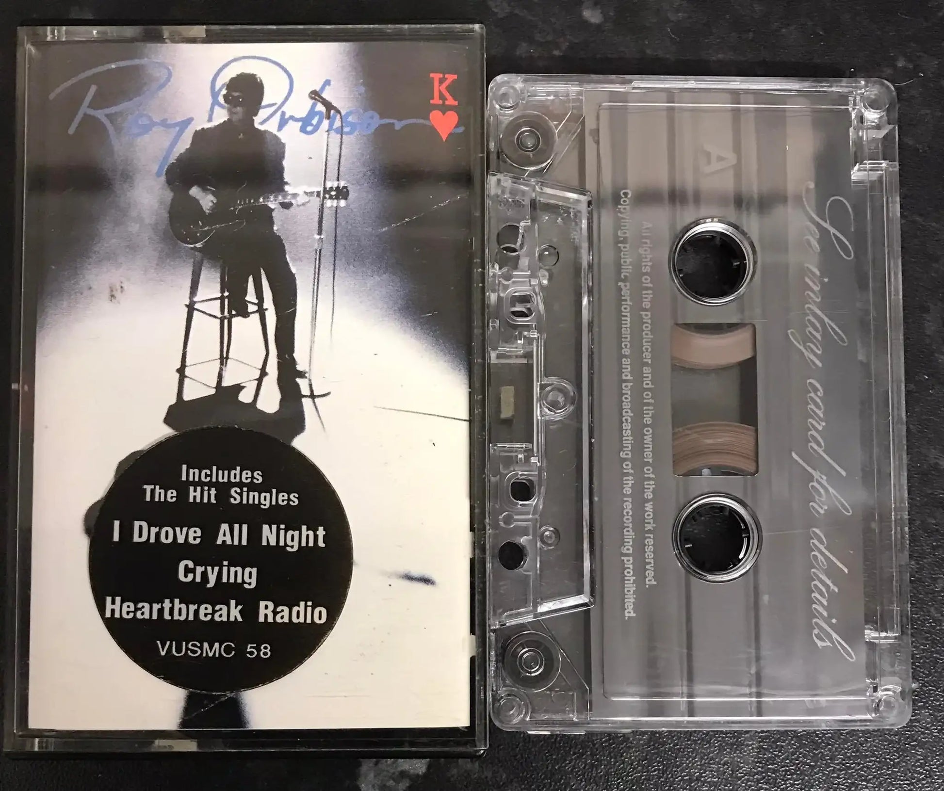 Roy Orbison, King of Hearts Album, vusmc 58, Virgin, Vintage Cassette Magretro