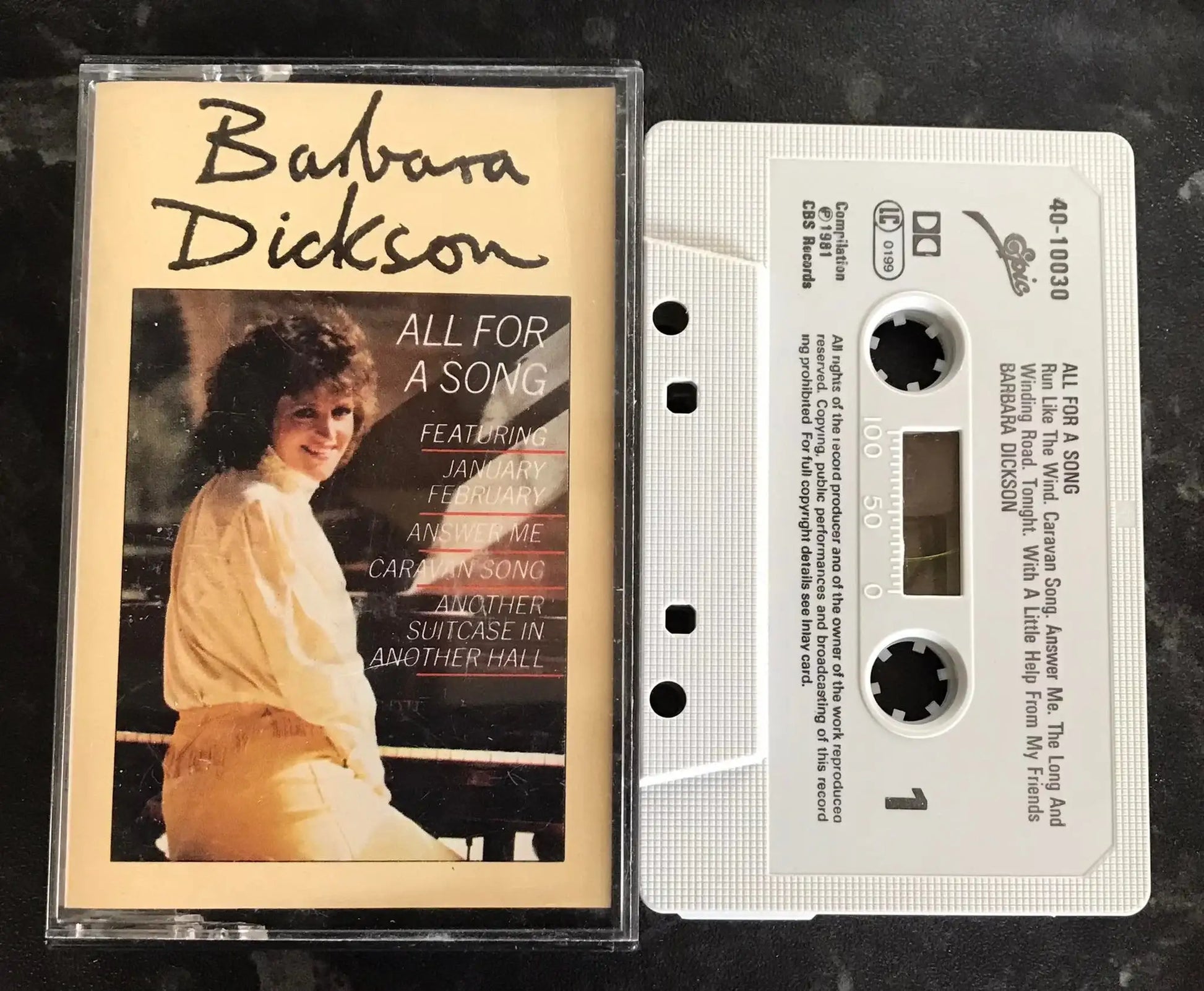 Barbara Dickson, All For A Song Album, Epic, 40-10030, Vintage Cassette Magretro