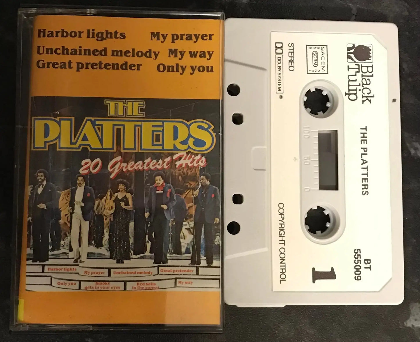 The Platters, 20 Greatest Hits Album, Black Tulip, BT 555009, Vintage Cassette Magretro