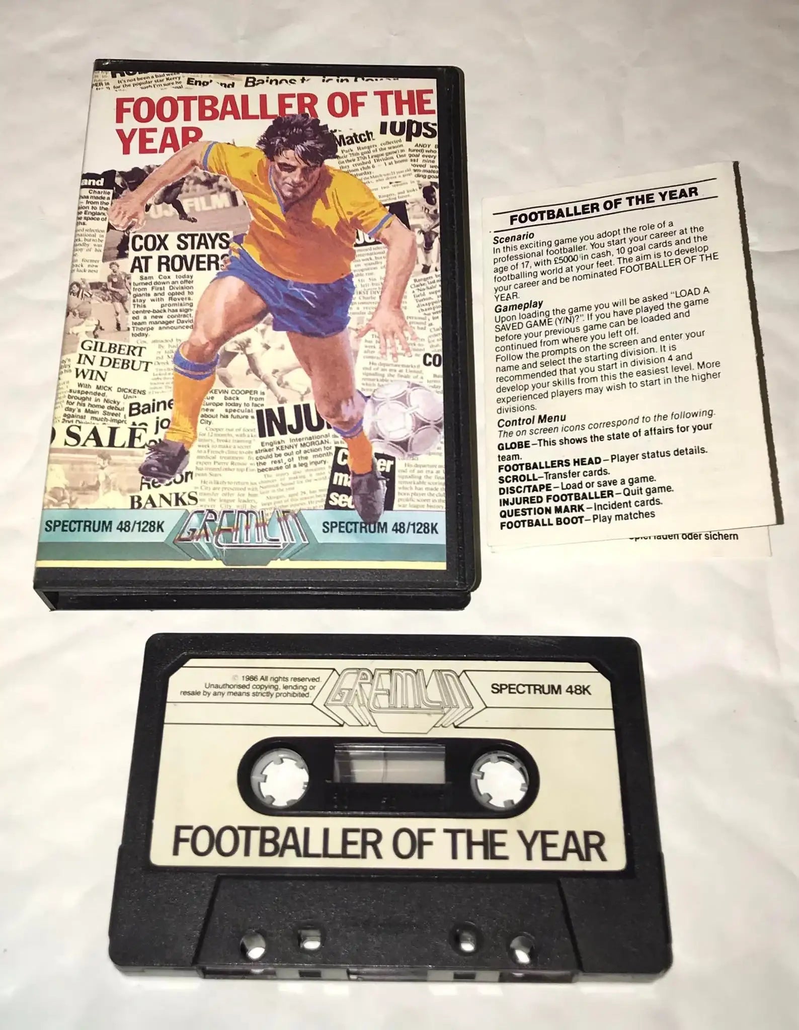 Footballer Of The Year, ZX Spectrum game by Gremlin Graphics, WORKING Magretro