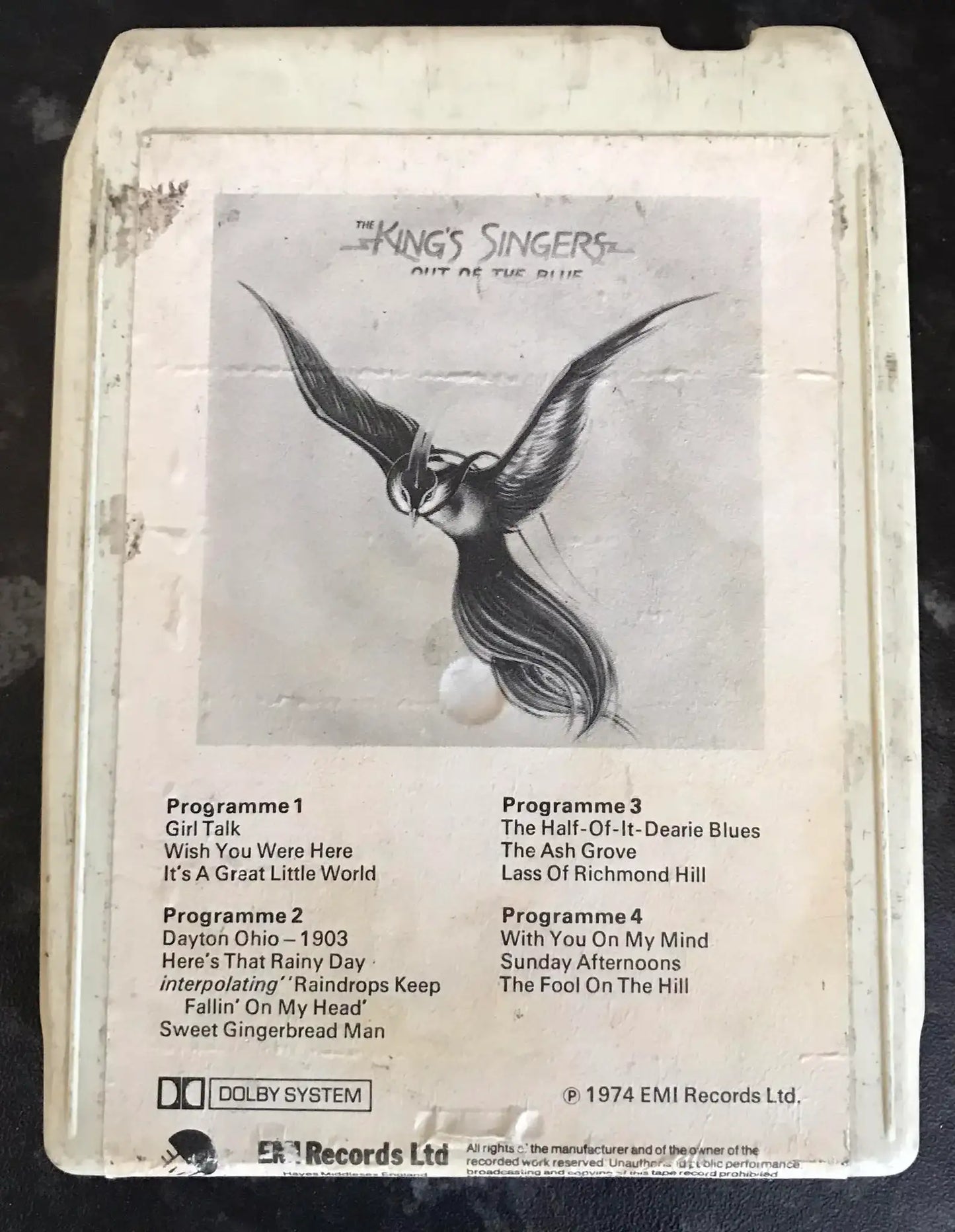 8 Track Stereo, The Kings Singers, Out Of The Blue Cartridge, EMI, 8X-EMC 3023 Magretro