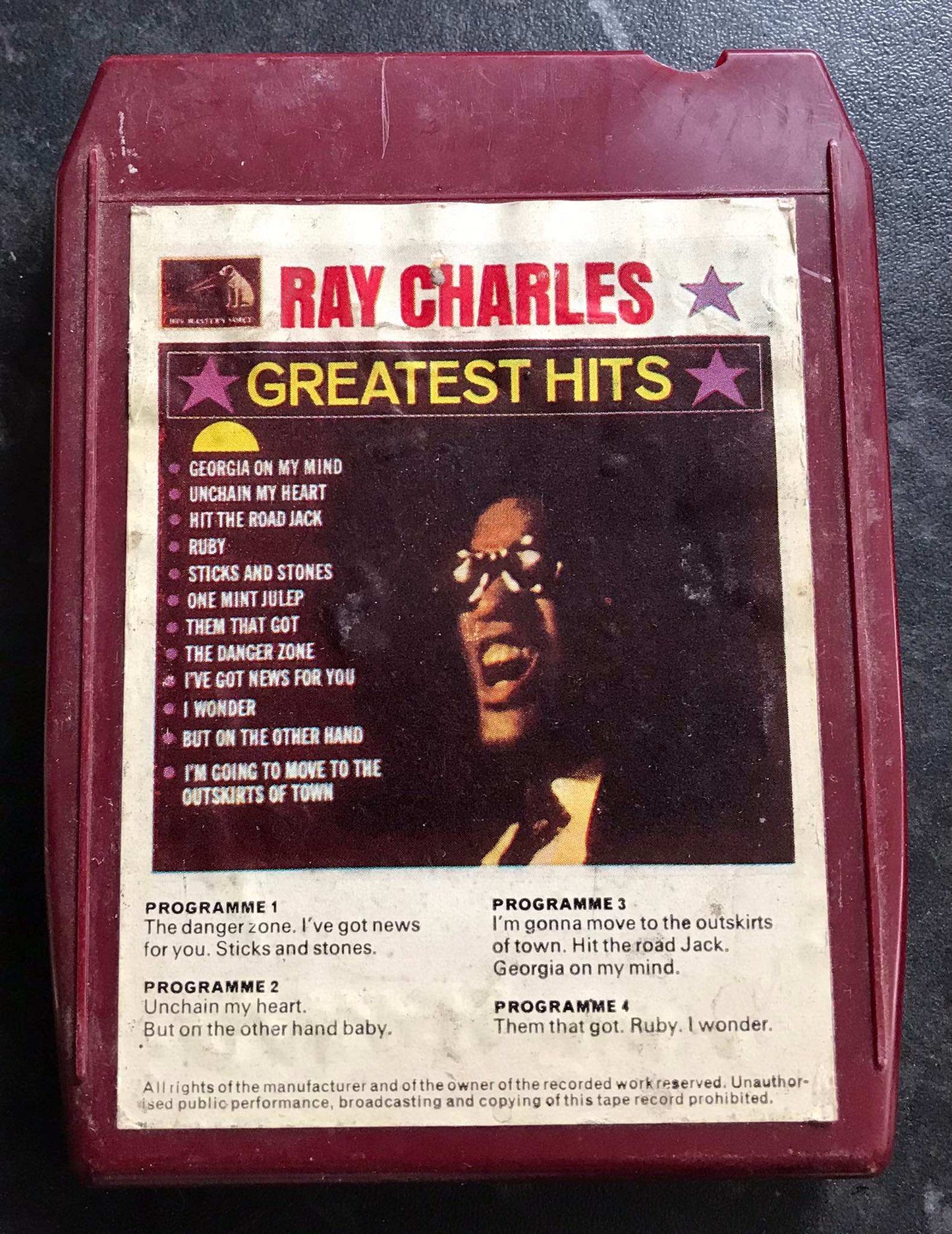 8 Track Stereo, Ray Charles Greatest Hits Cartridge, EMI, 8X-CSD 1482 Magretro