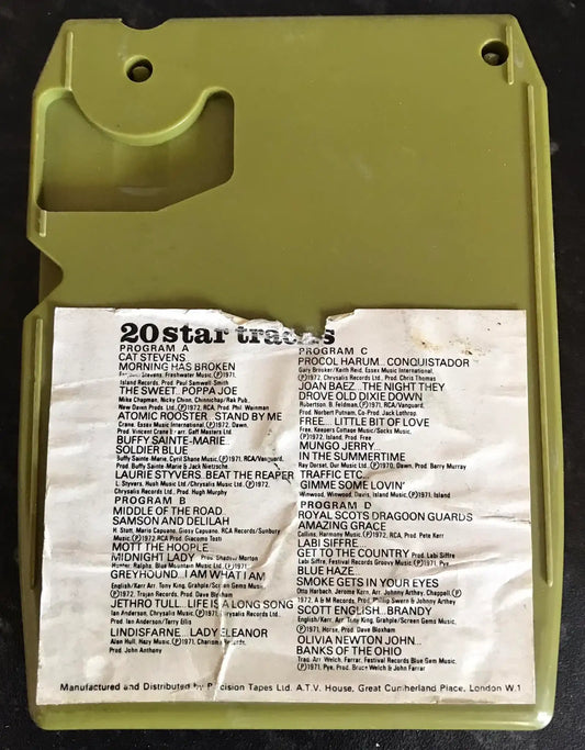 20 Star Tracks 1972, Vol I, 8 TRACK Vintage Cartridge, Ronco, Y8PP 2001 Magretro