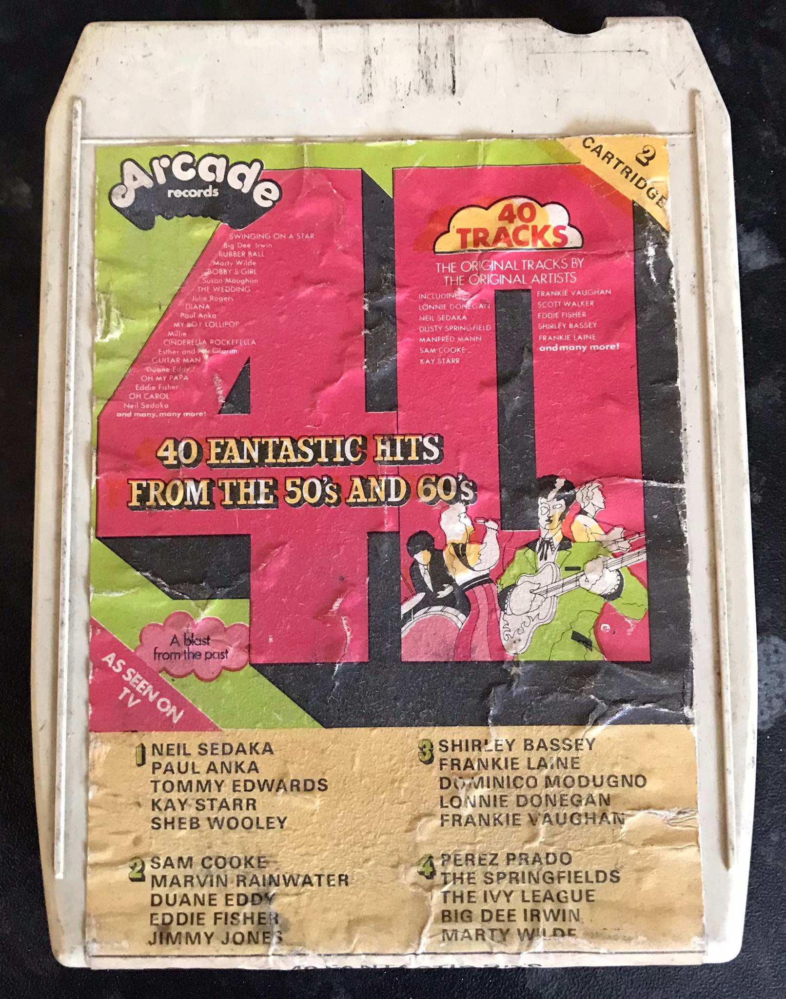 8 Track Stereo, 40 Fantastic Hits of the 50's and 60's Cart, Arcade, ADE CA2 Magretro