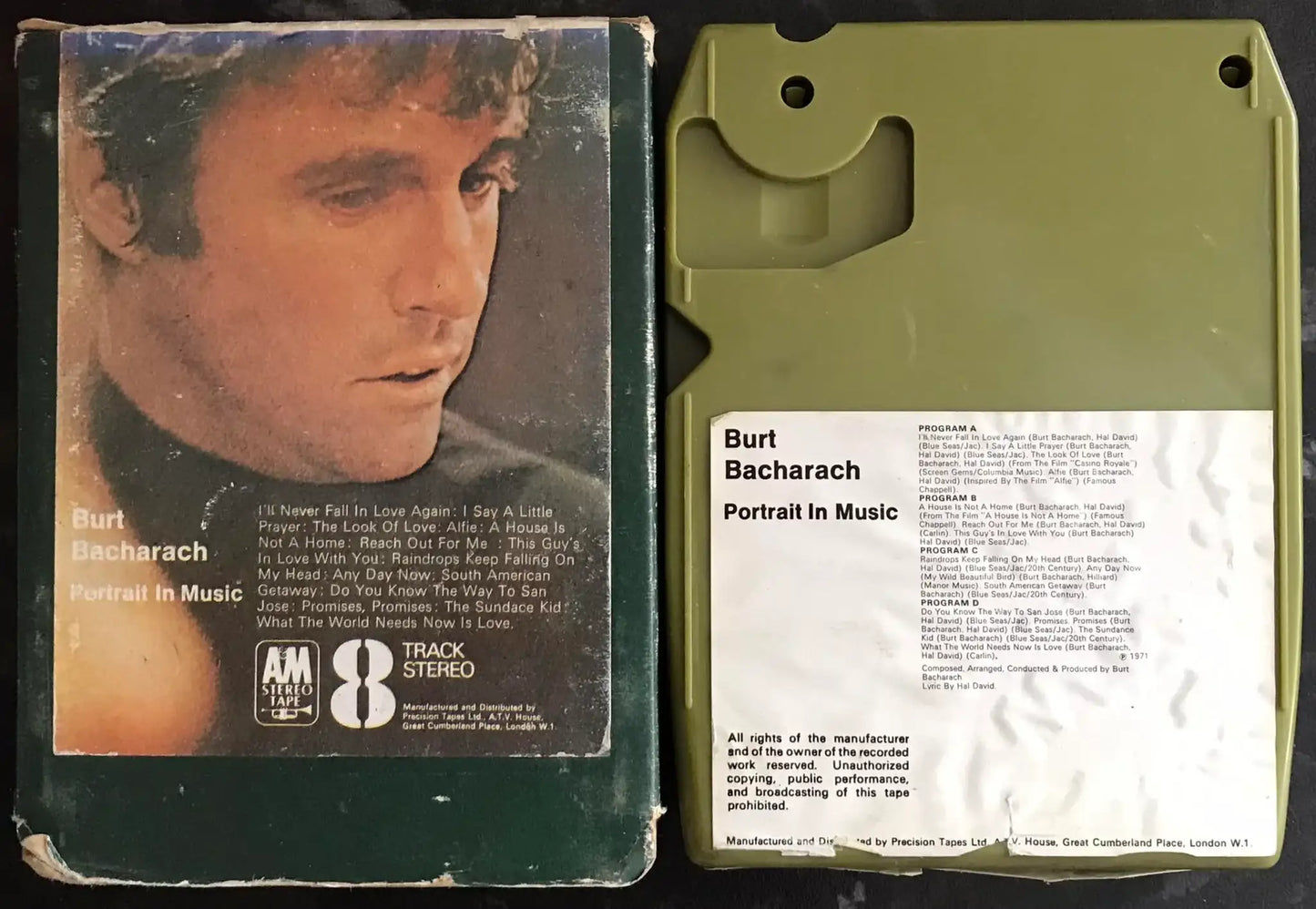 8 Track Stereo, Burt Bacharach, Portrait In Music Cartridge, A&M, Y8AM Magretro