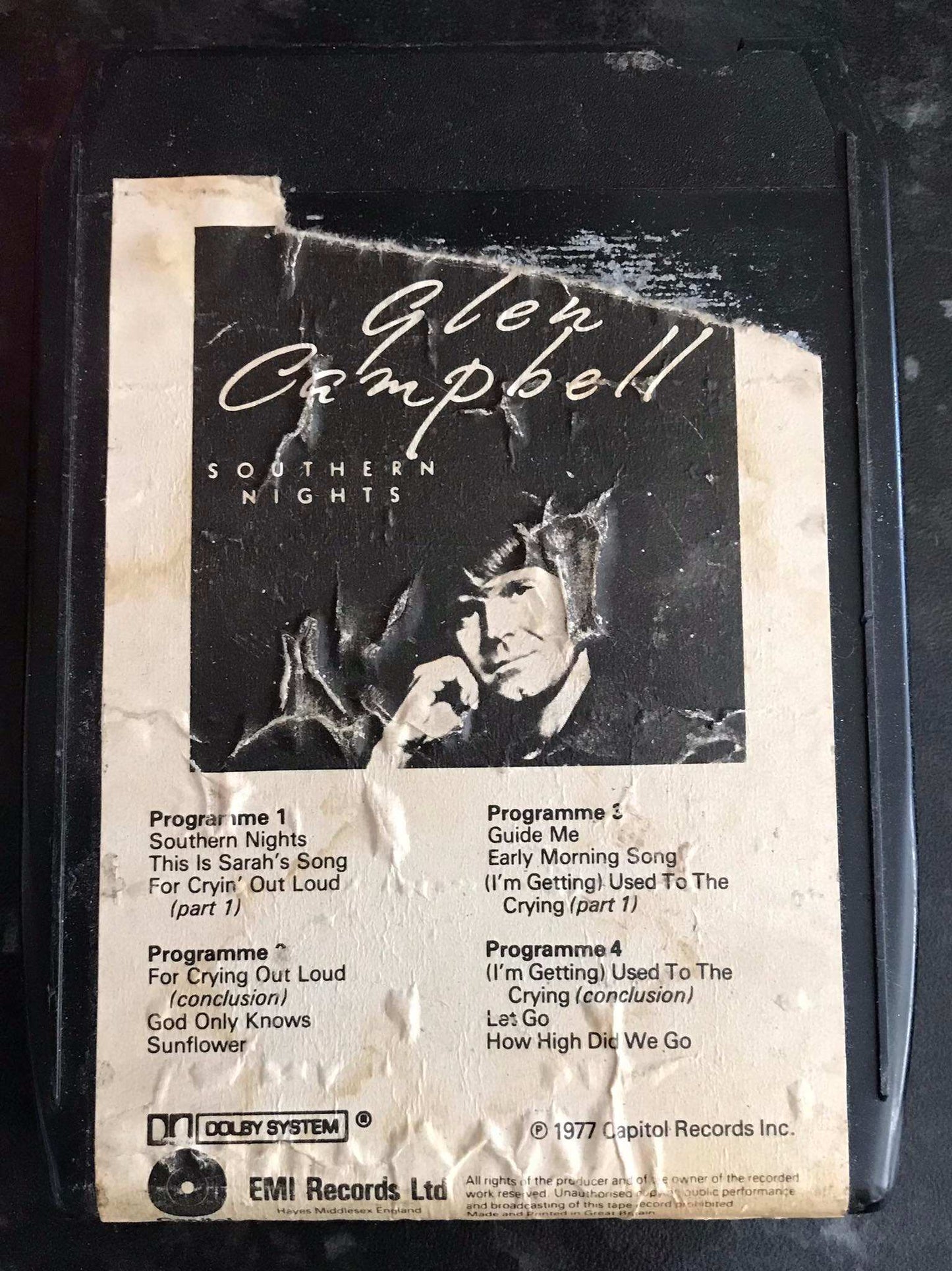 8 Track Stereo, Glen Campbell, Southern Nights Cartridge, Capitol, 8X-E-ST 11601 Magretro