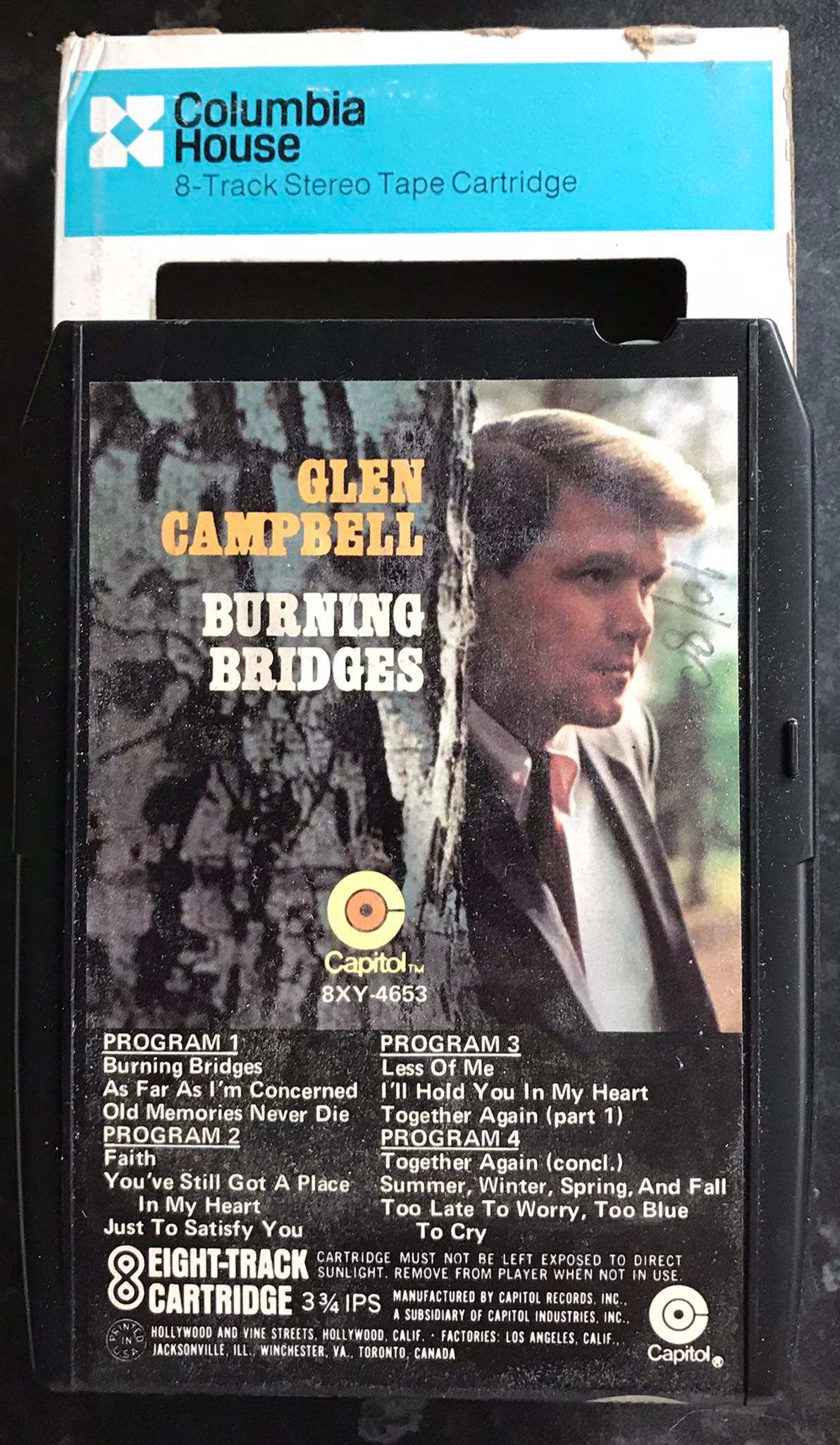 8 Track Stereo, Glen Campbell Burning Bridges, Vintage Cassette Magretro