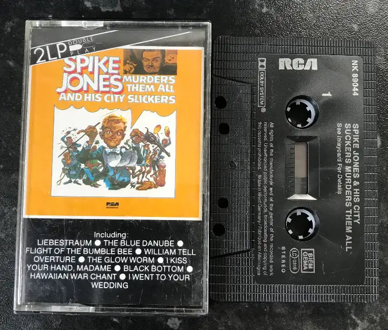 Vintage Spike Jones and His City Slickers "Murders Them All" double play cassette with black tape.
